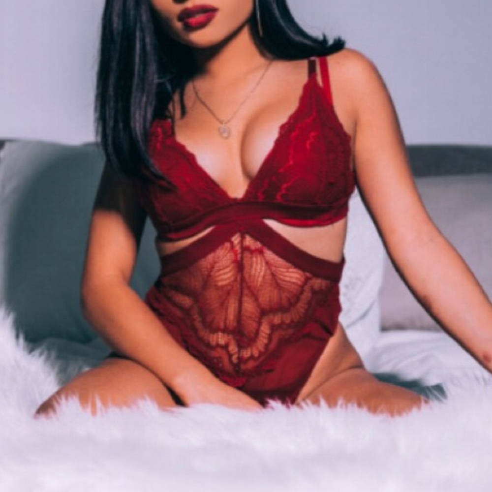 Red lace lingerie top